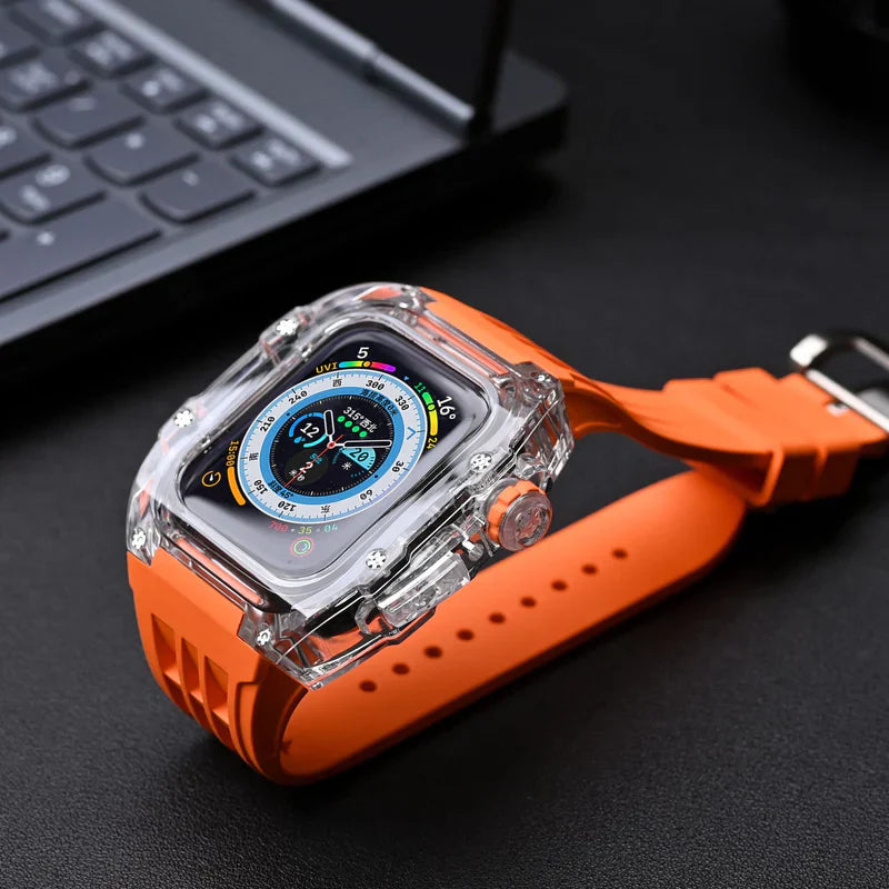 RM V30 Glacier Series Fluoroelastomer Band And Case Retrofit Kit For Apple Watch.