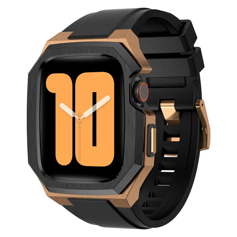 Stainless Steel Case With Rubber Band for Apple Watch.