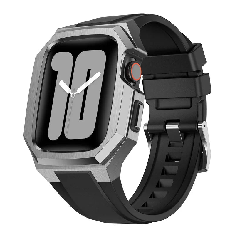 Stainless Steel Case With Rubber Band for Apple Watch.