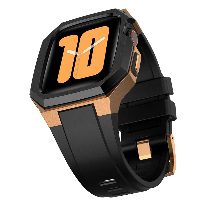 Stainless Steel Case With Rubber Band for Apple Watch.