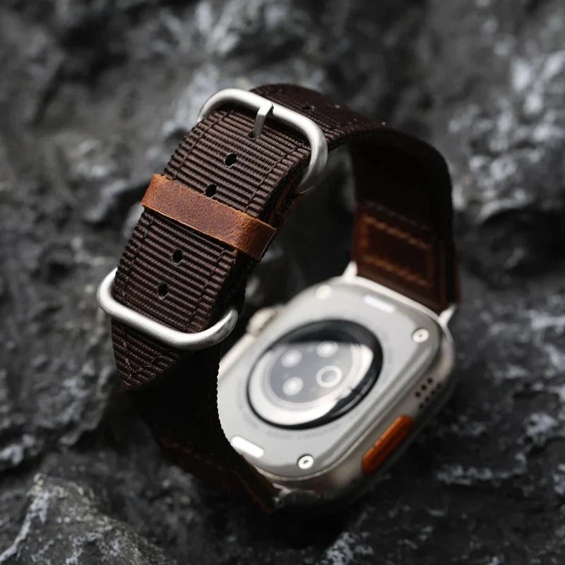 Handmade Nylon Leather Band For Apple Watch.