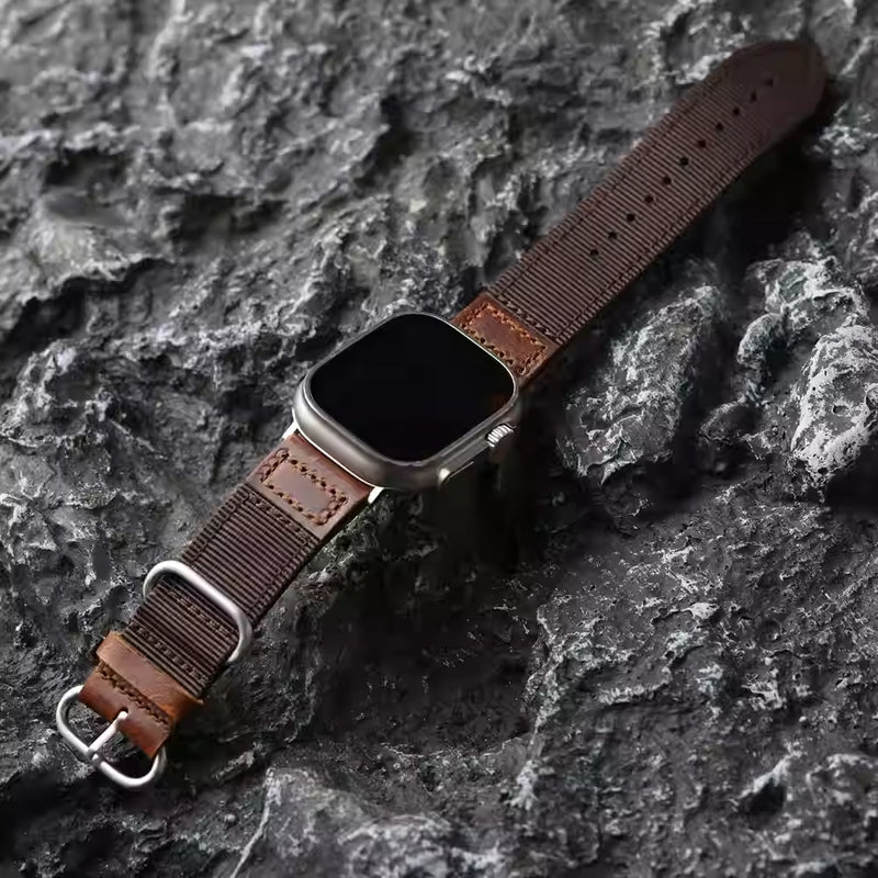 Handmade Nylon Leather Band For Apple Watch.
