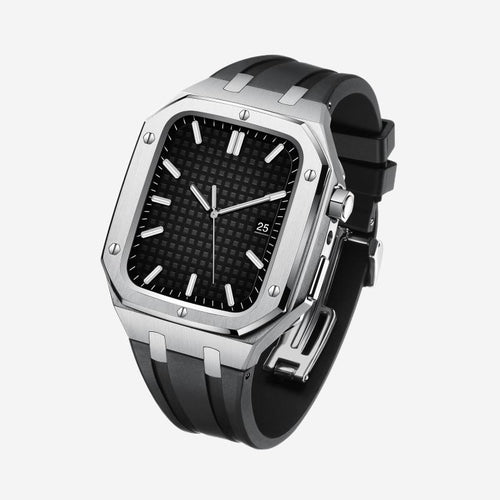 AP9006 Silicone Band Stainless Steel Case Retrofit Kit For Apple Watch.