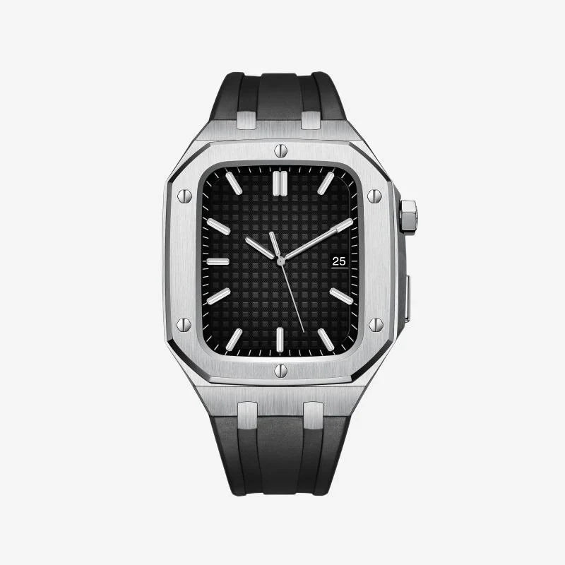 AP9006 Silicone Band Stainless Steel Case Retrofit Kit For Apple Watch.