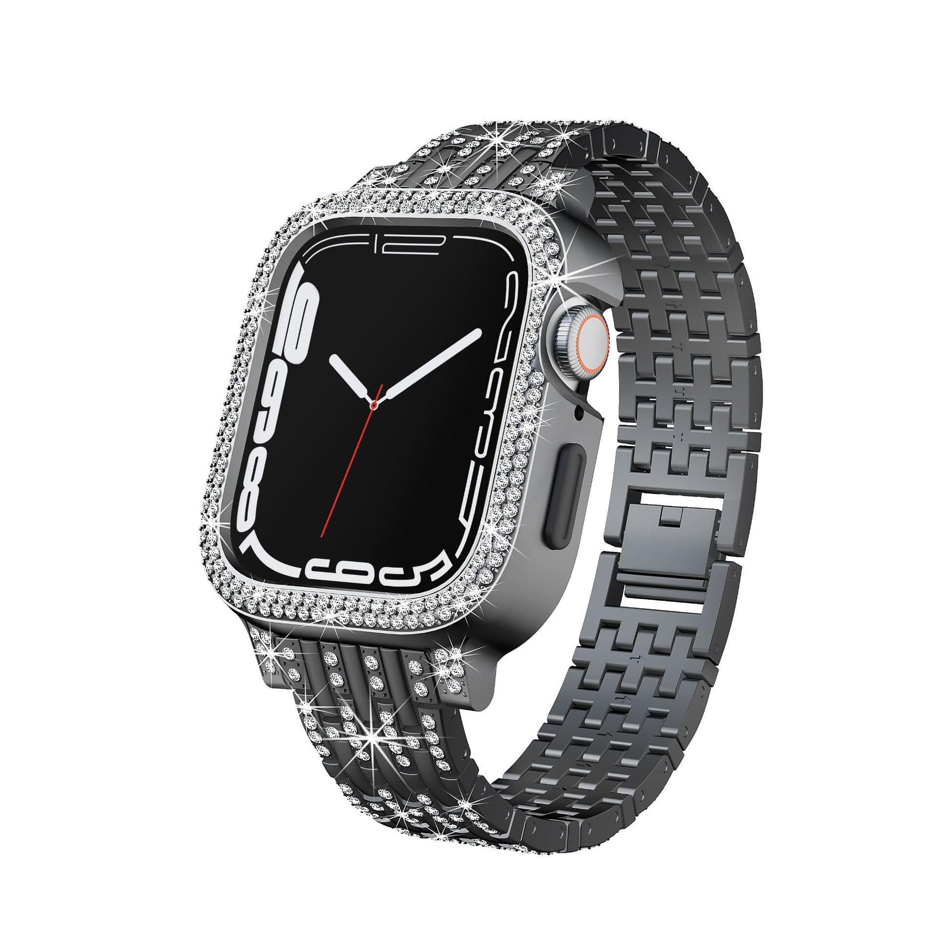 Bling Diamond Case with Sparkle Band for Apple Watch Series 9/8/7 (41mm/45mm).