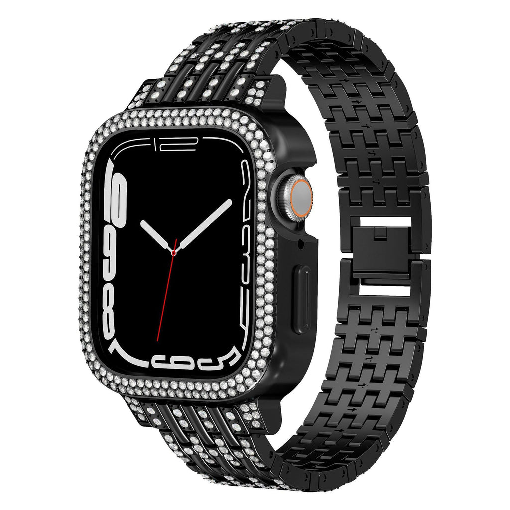 Bling Diamond Case with Sparkle Band for Apple Watch Series 9/8/7 (41mm/45mm).