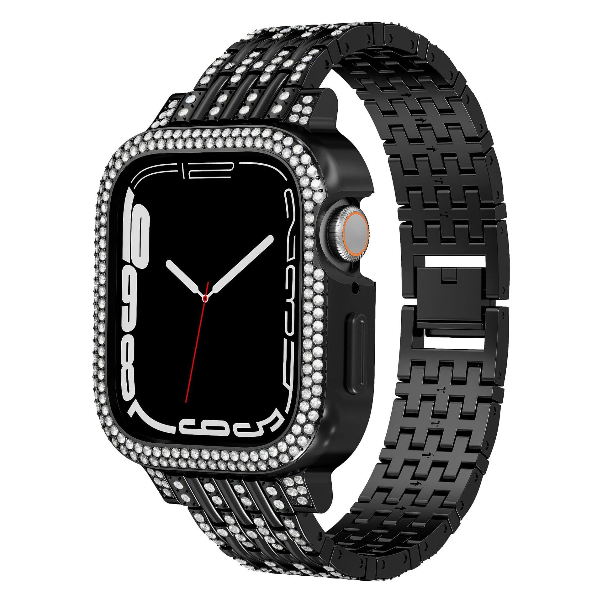 Bling Diamond Case with Sparkle Band for Apple Watch Series 9/8/7 (41mm/45mm).