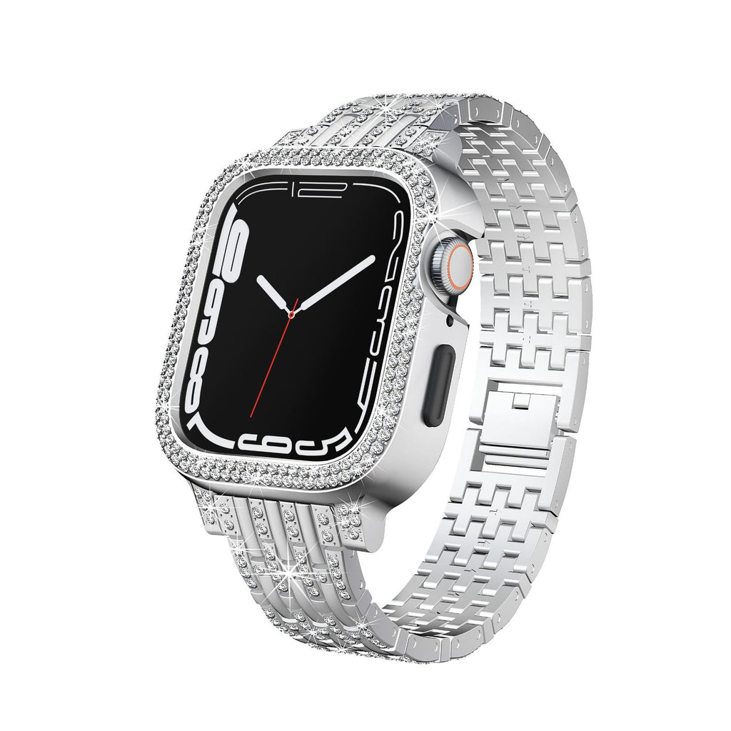 Bling Diamond Case with Sparkle Band for Apple Watch Series 9/8/7 (41mm/45mm).