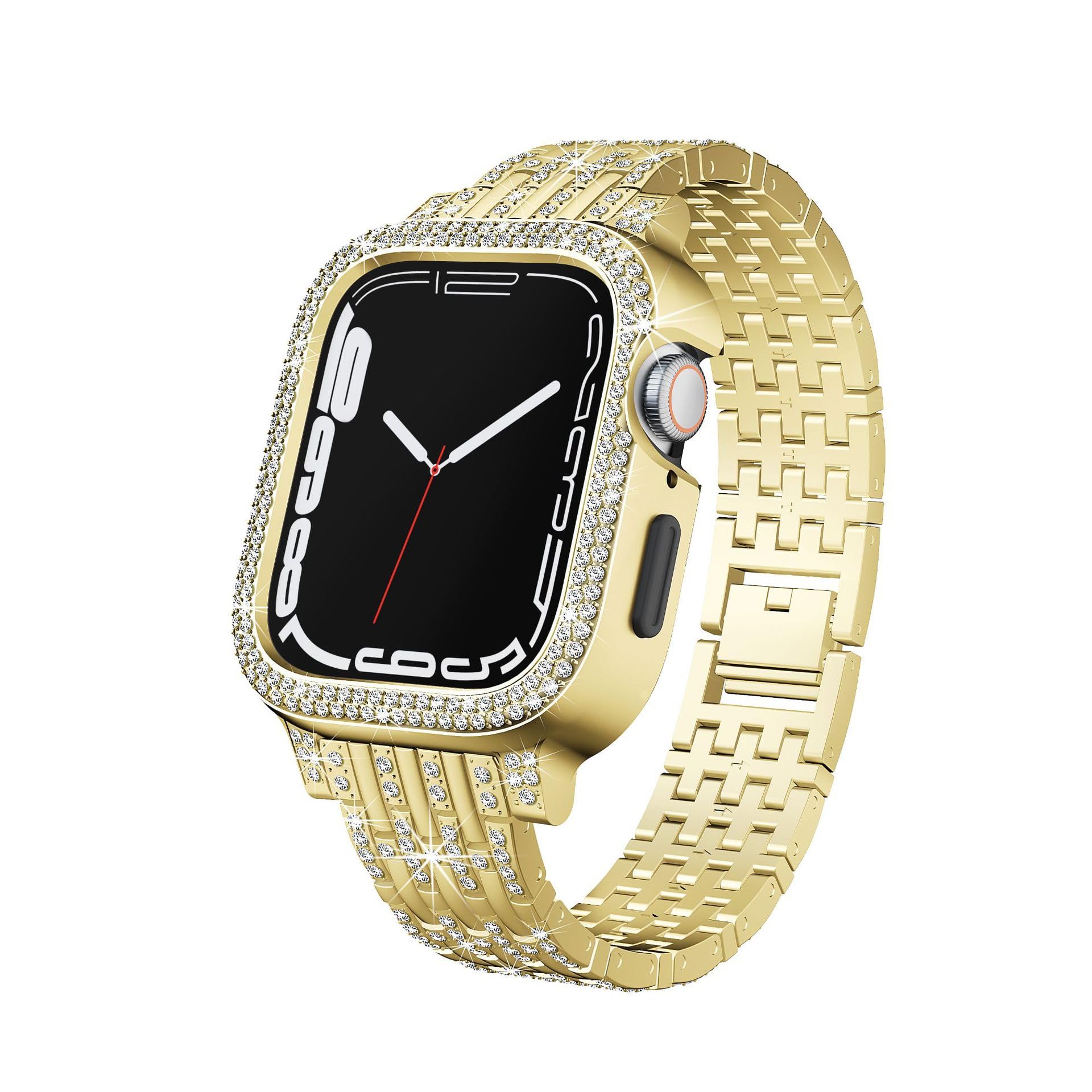 Bling Diamond Case with Sparkle Band for Apple Watch Series 9/8/7 (41mm/45mm).