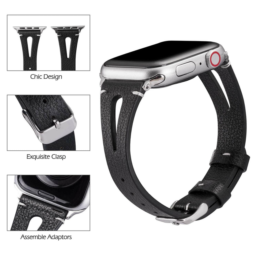 Leather Cutout Band for Women Compatible with Apple Watch.