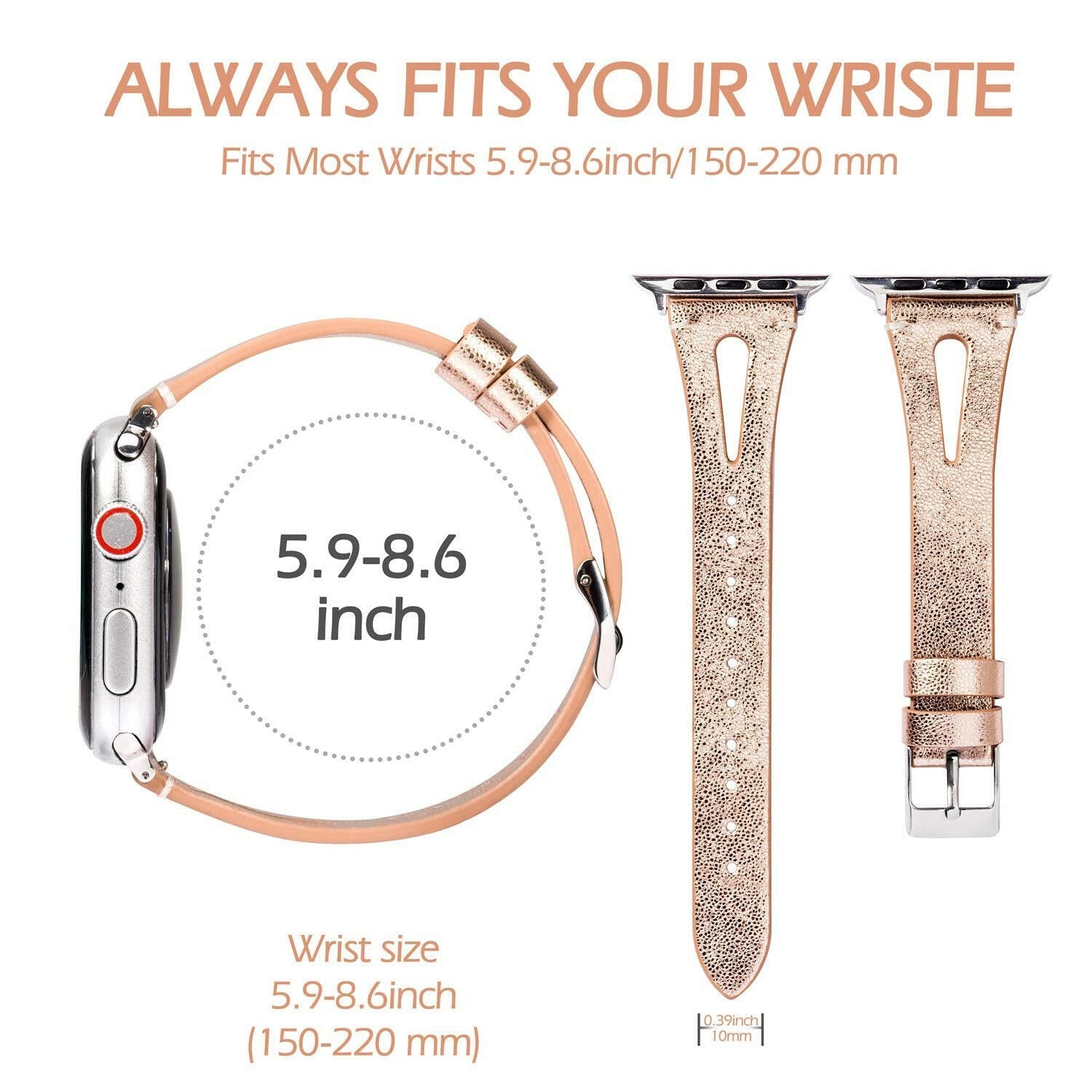 Leather Cutout Band for Women Compatible with Apple Watch.