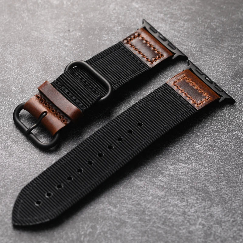 Handmade Nylon Leather Band For Apple Watch.