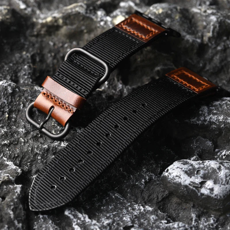 Handmade Nylon Leather Band For Apple Watch.