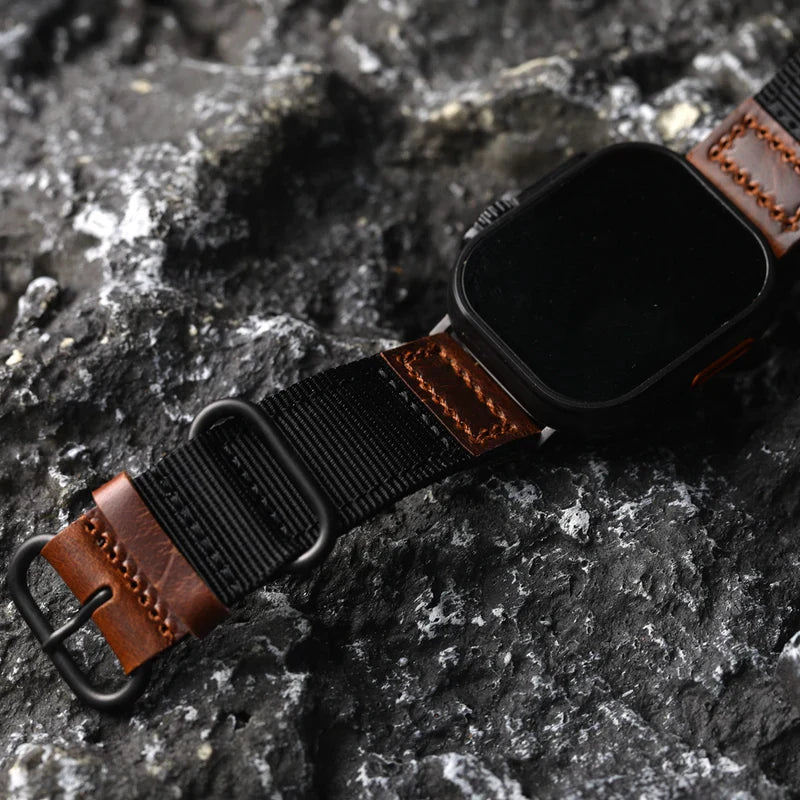 Handmade Nylon Leather Band For Apple Watch.