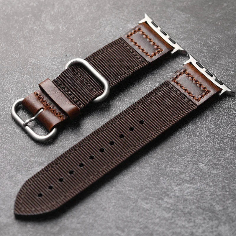 Handmade Nylon Leather Band For Apple Watch.
