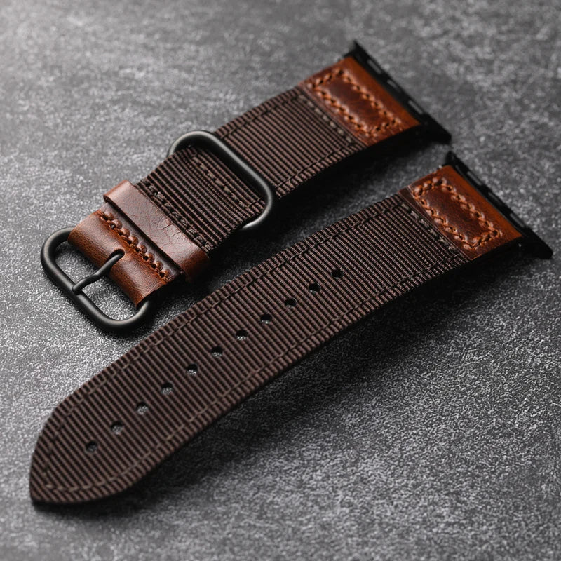 Handmade Nylon Leather Band For Apple Watch.