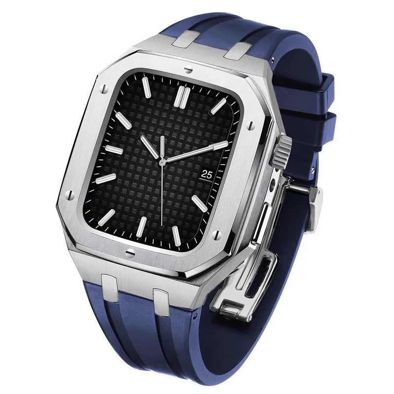 AP9006 Silicone Band Stainless Steel Case Retrofit Kit For Apple Watch.