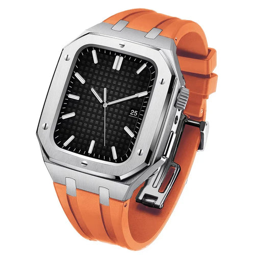 AP9006 Silicone Band Stainless Steel Case Retrofit Kit For Apple Watch.