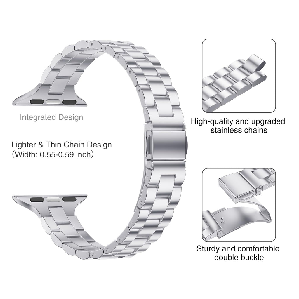 Thin Adjustable Stainless Steel Apple Watch Band for Women