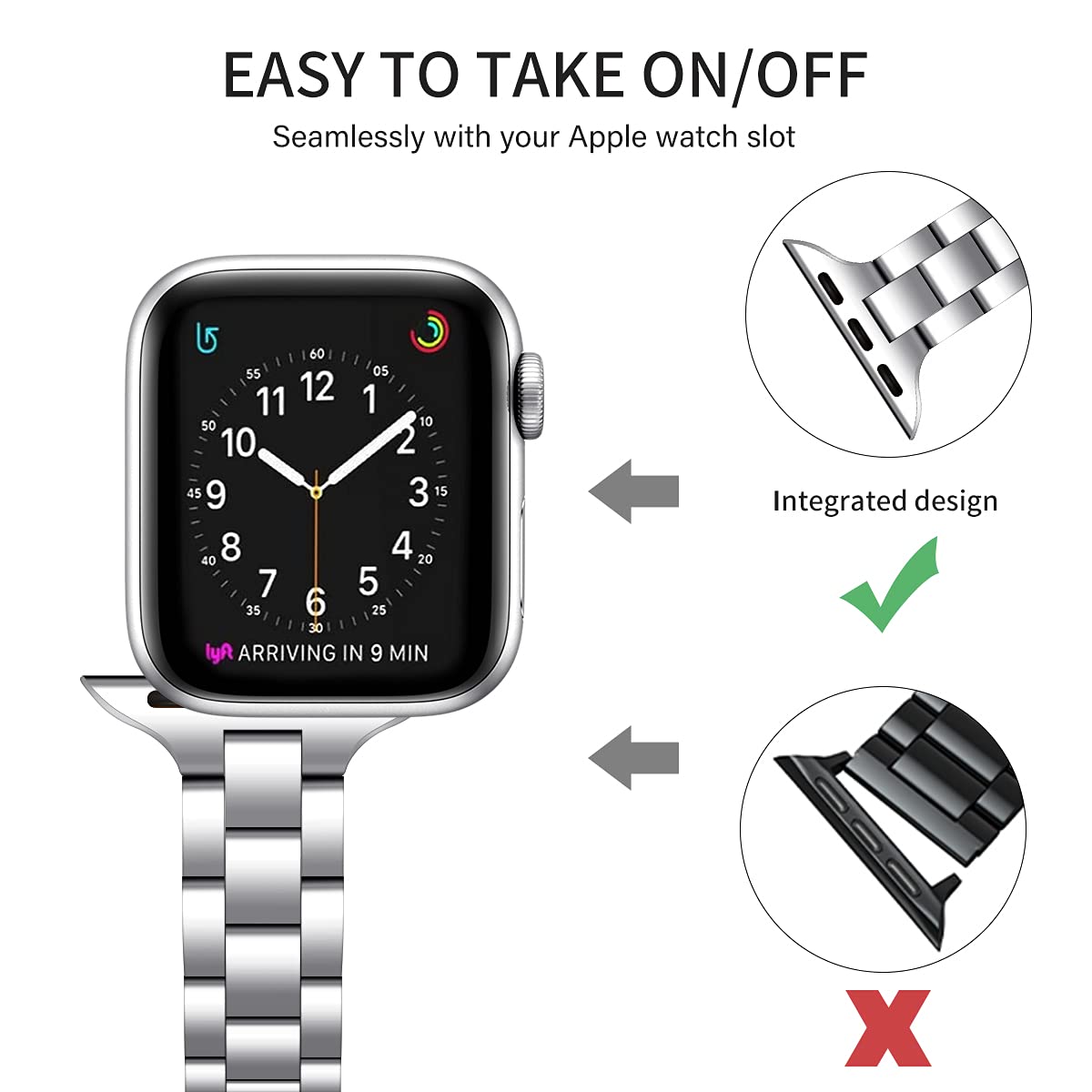 Thin Adjustable Stainless Steel Apple Watch Band for Women