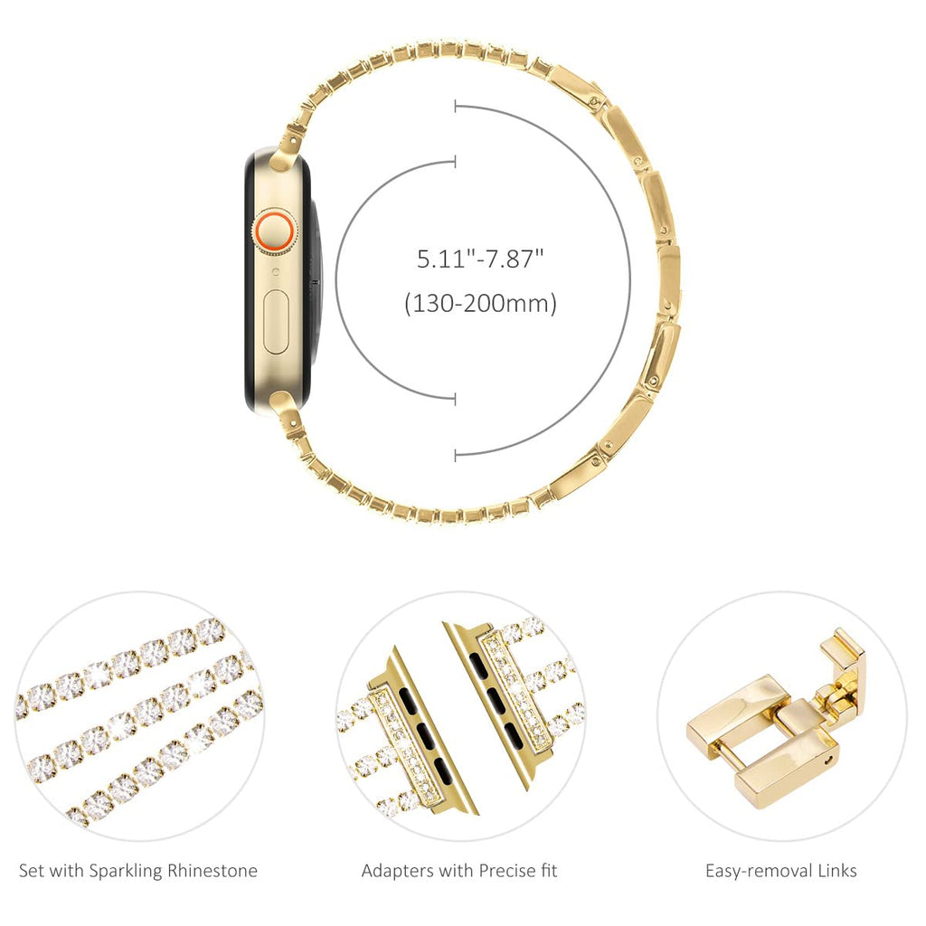 Triple Row Rhinestone Chain Metal Band for Apple Watch.