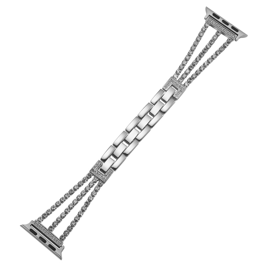 Triple Row Rhinestone Chain Metal Band for Apple Watch.