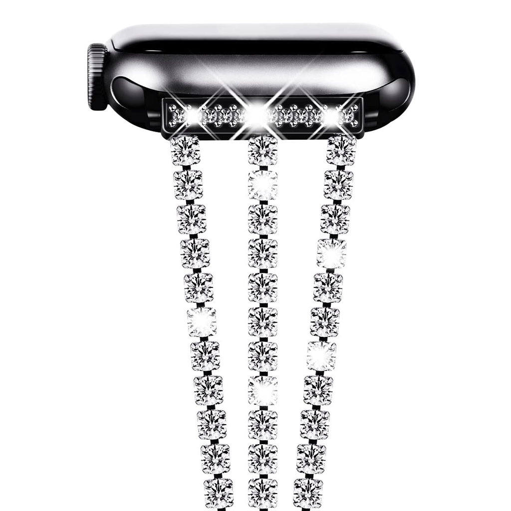 Triple Row Rhinestone Chain Metal Band for Apple Watch.