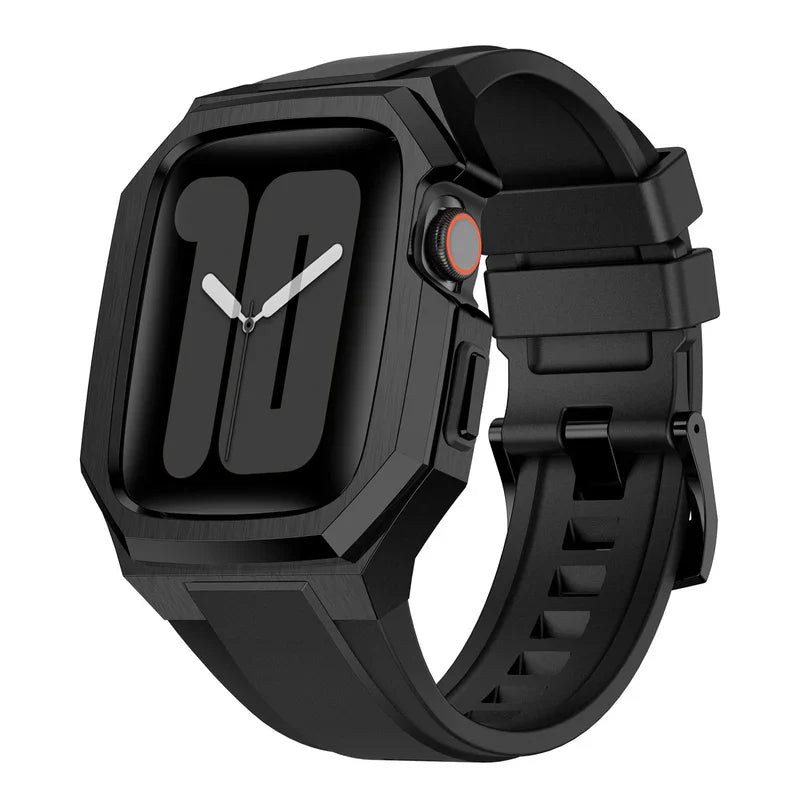 Stainless Steel Case With Rubber Band for Apple Watch.